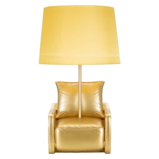 Lampa stołowa Midcentury, kolor złoty, żywica syntetyczna, żelazo i tkanina, 26 x 26 x 46 cm, 1 x E27, max. 40 W, do salonu i sypialni, Mauro Ferretti