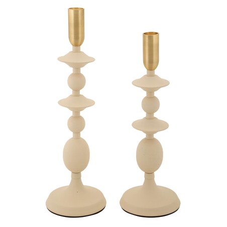 Świeczniki metalowe 2 szt. 33/29x10 cm DISQUE kremowy