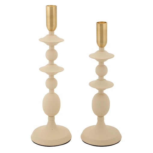 Świeczniki metalowe 2 szt. 33/29x10 cm DISQUE kremowy