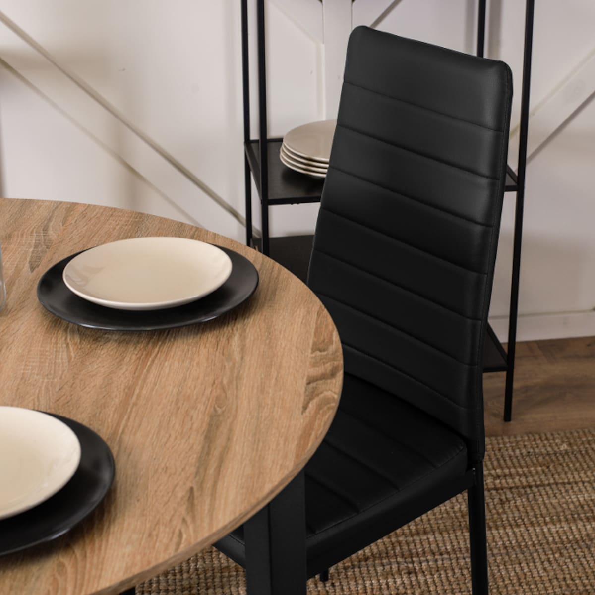 Krzesło Tapicerowane Pikowane Do Jadalni Kuchni Loft Czarne NARIS