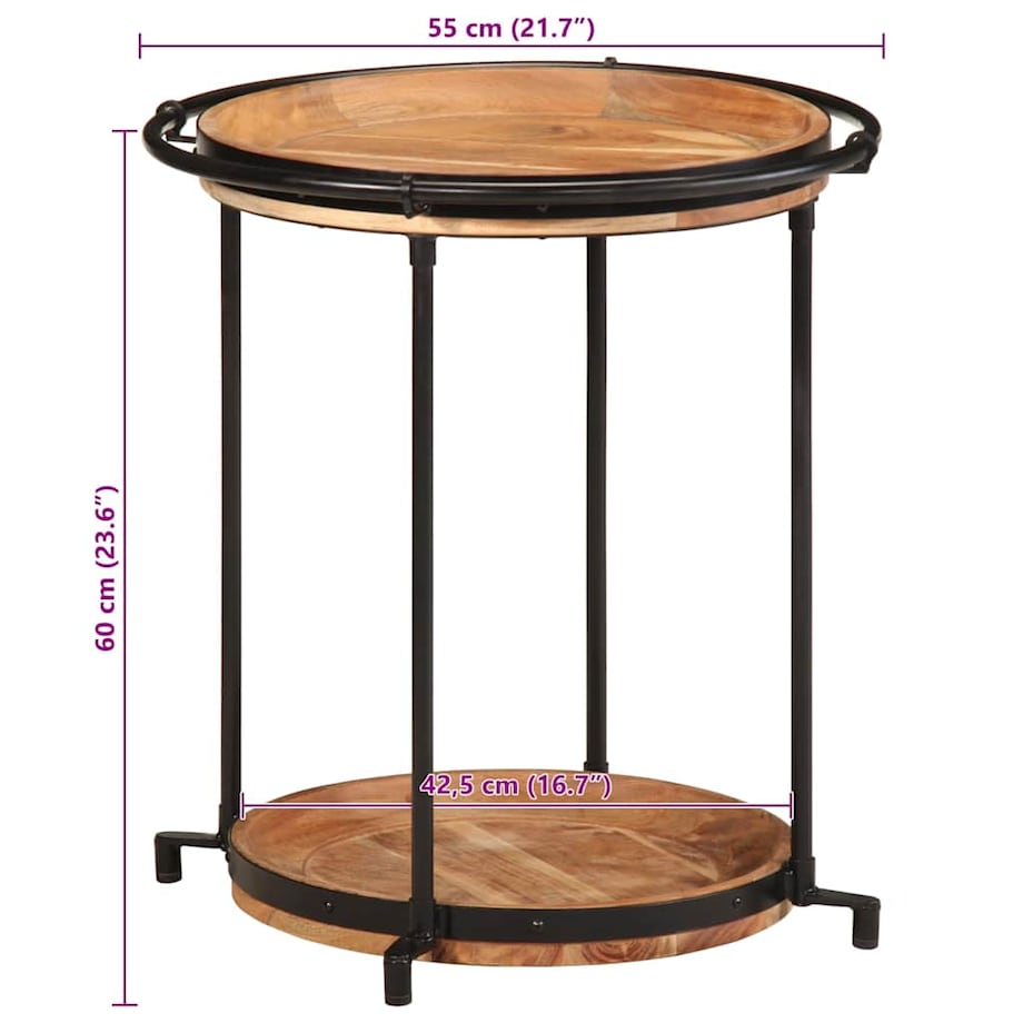 vidaXL Stolik pomocniczy Ø55x60 cm Drewno lite Akacja