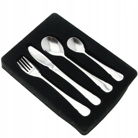 sztućce dla Dzieci Bez Wzoru 4 Atestowane ze Stali Nierdzewnej Komplet