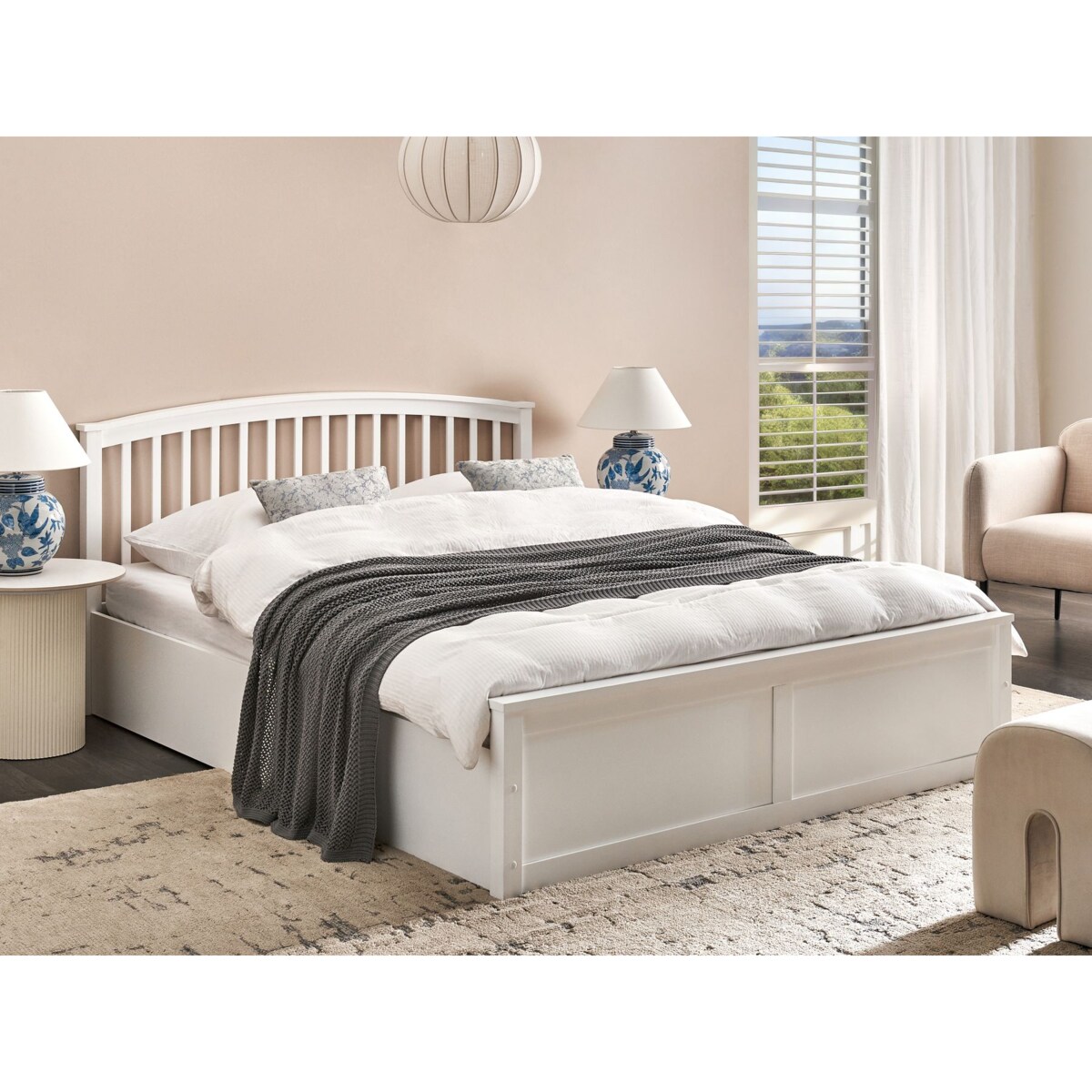 Łóżko z pojemnikiem Drewno sosnowe CLARBEC 160 x 200 cm Biały