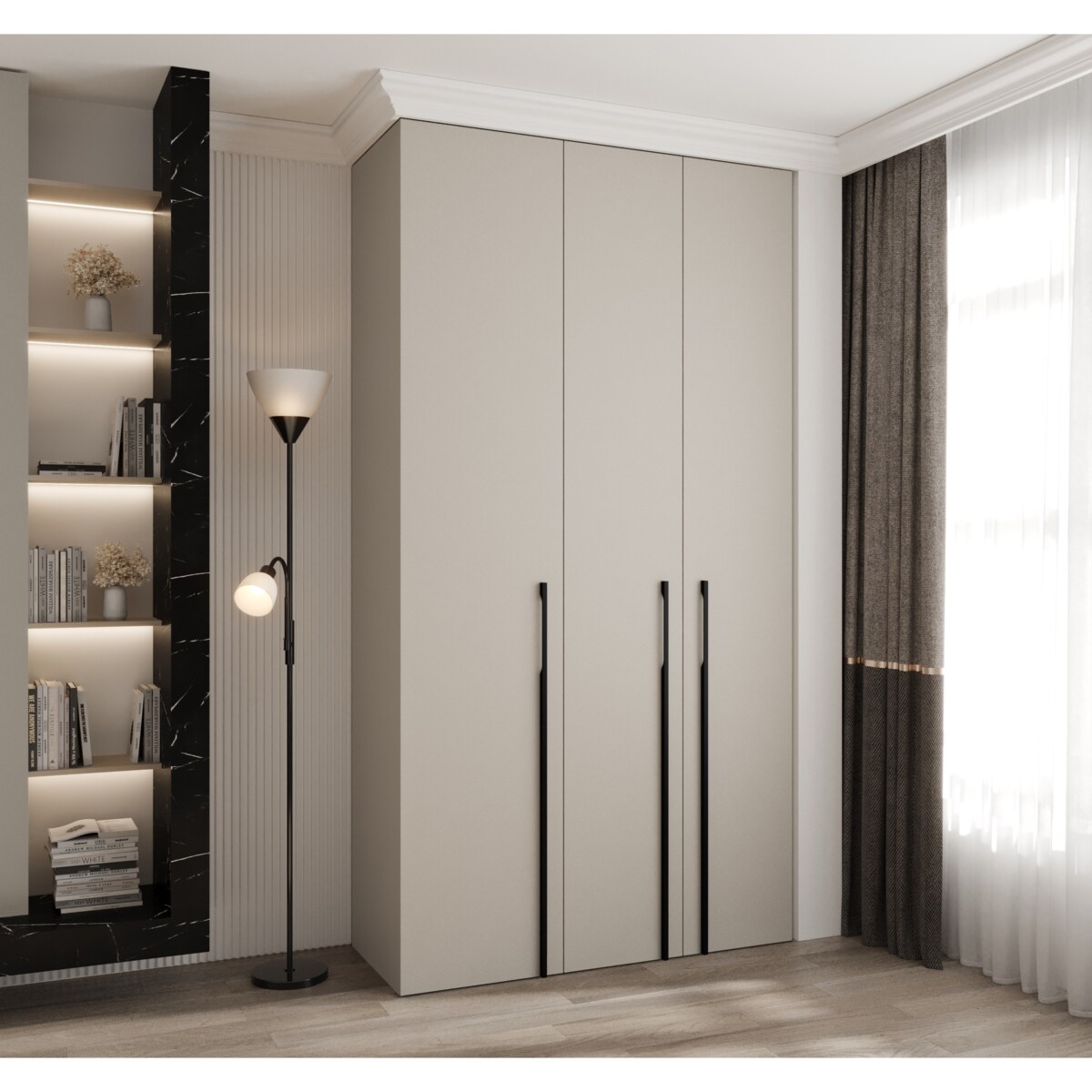 Szafa trzydrzwiowa Como 3 130 gł.40 kaszmir+czarny