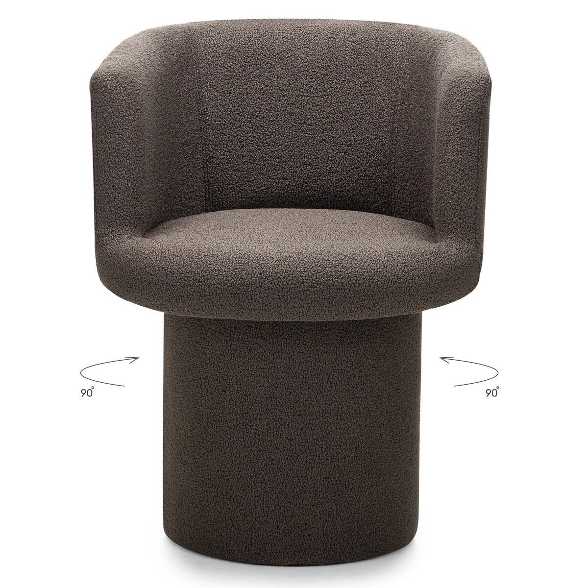 Fotel obrotowy, bouclé, ciemnobrązowy Haco