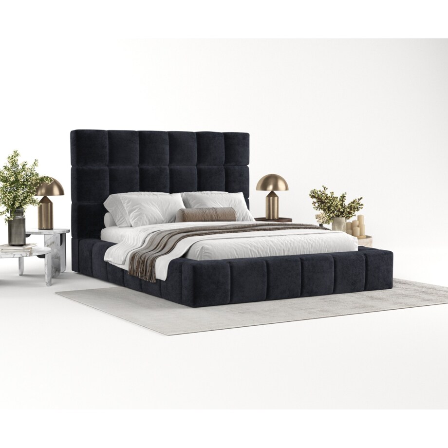 Łóżko tapicerowane SKIATHOS 180x200 z pojemnikiem, Czarny, tkanina Terra NW 99
