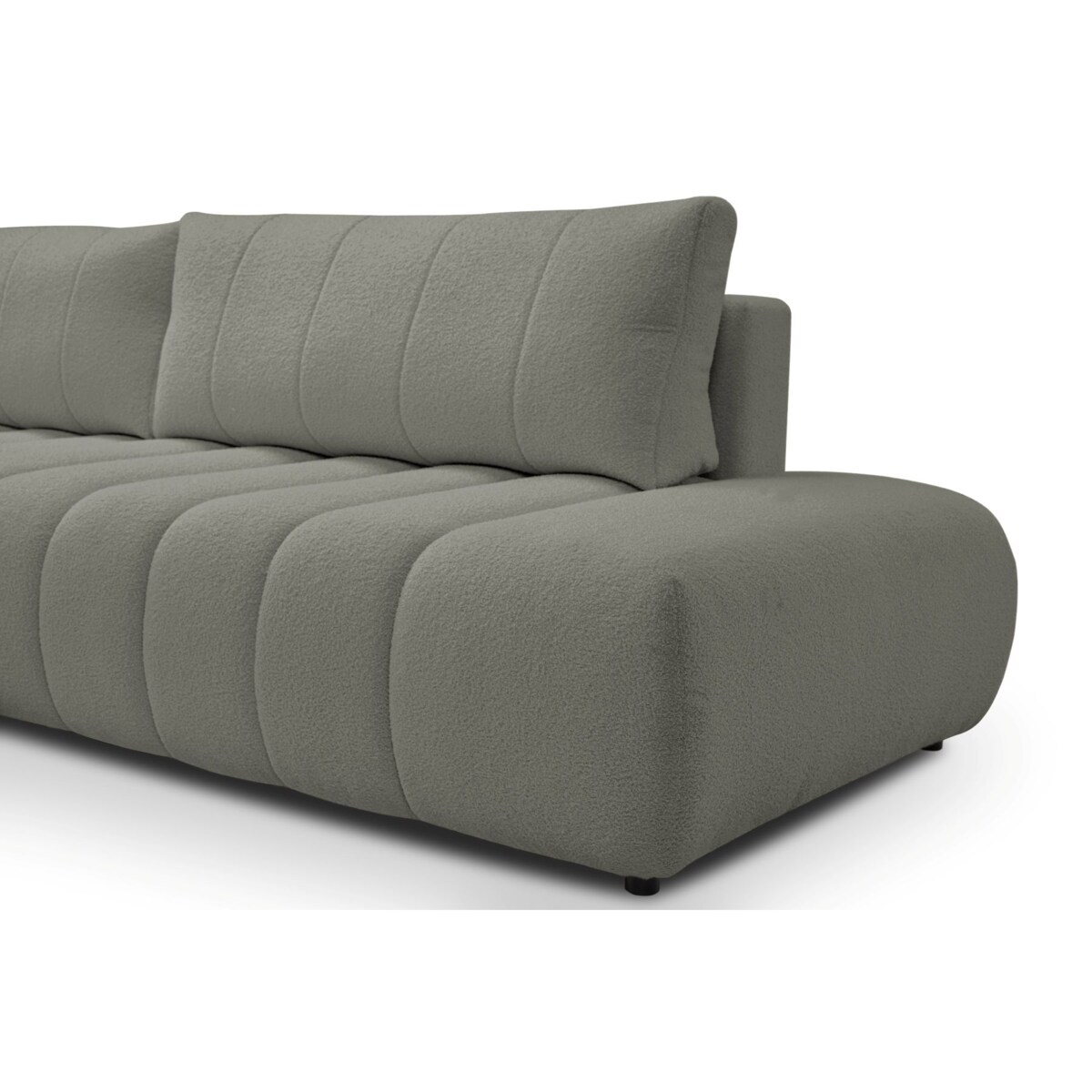 Narożnik z funkcją spania ALOO, lewostronny, tkanina boucle-szara