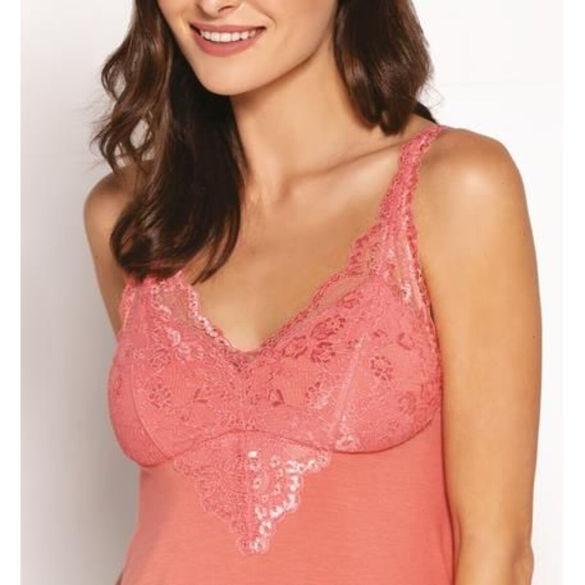 Koszulka Viviane Morelowa (miseczki usztywniane) Morelowy, XXL