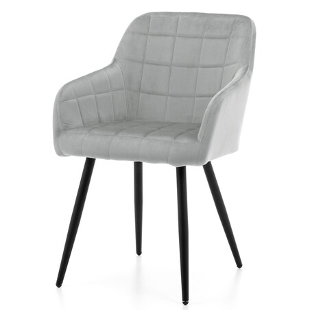 Krzesło tapicerowane pikowane welurowe do salonu jadalni ORTE jasnoszare