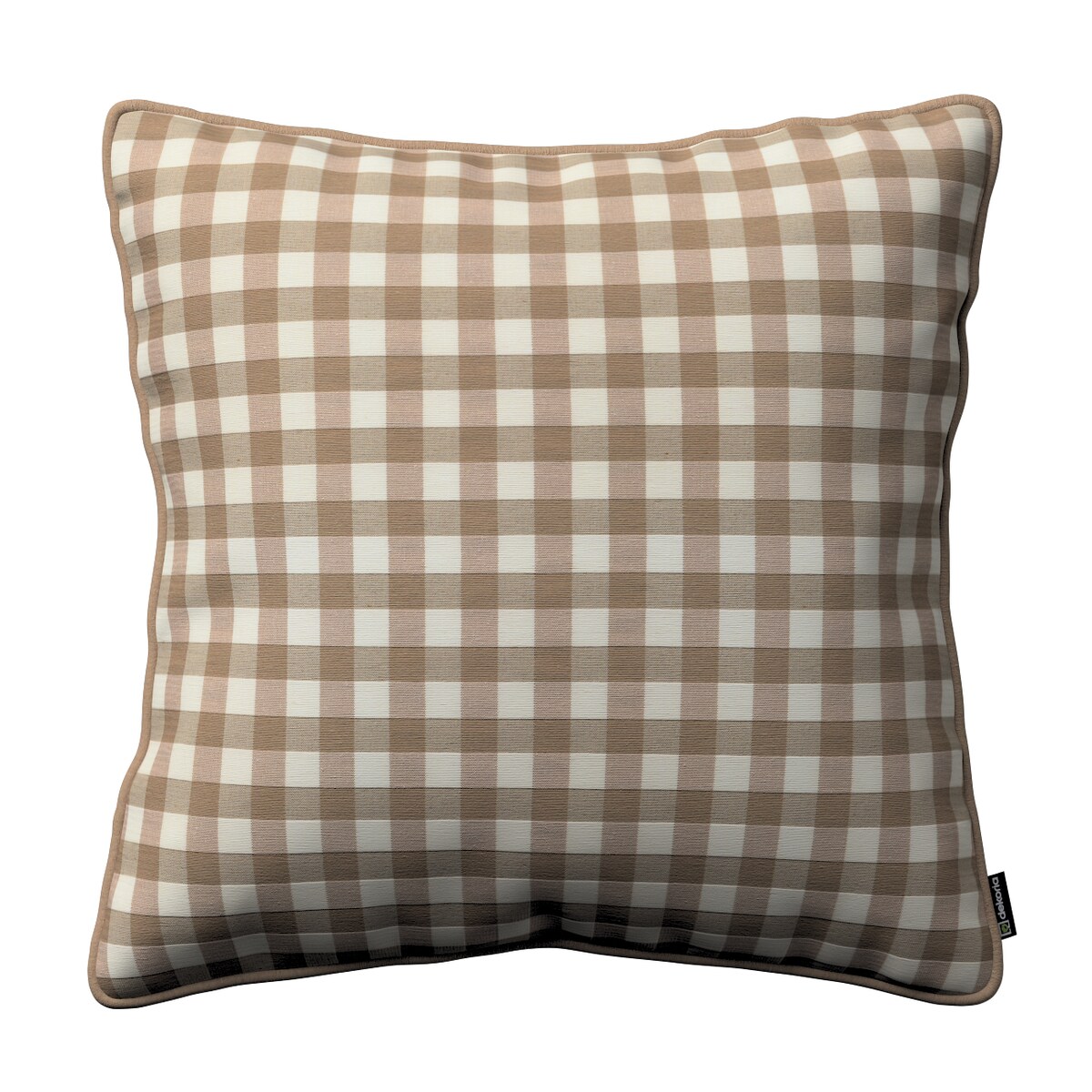 Poszewka Gabi na poduszkę 45x45 beżowo-biała kratka (1,5x1,5cm)