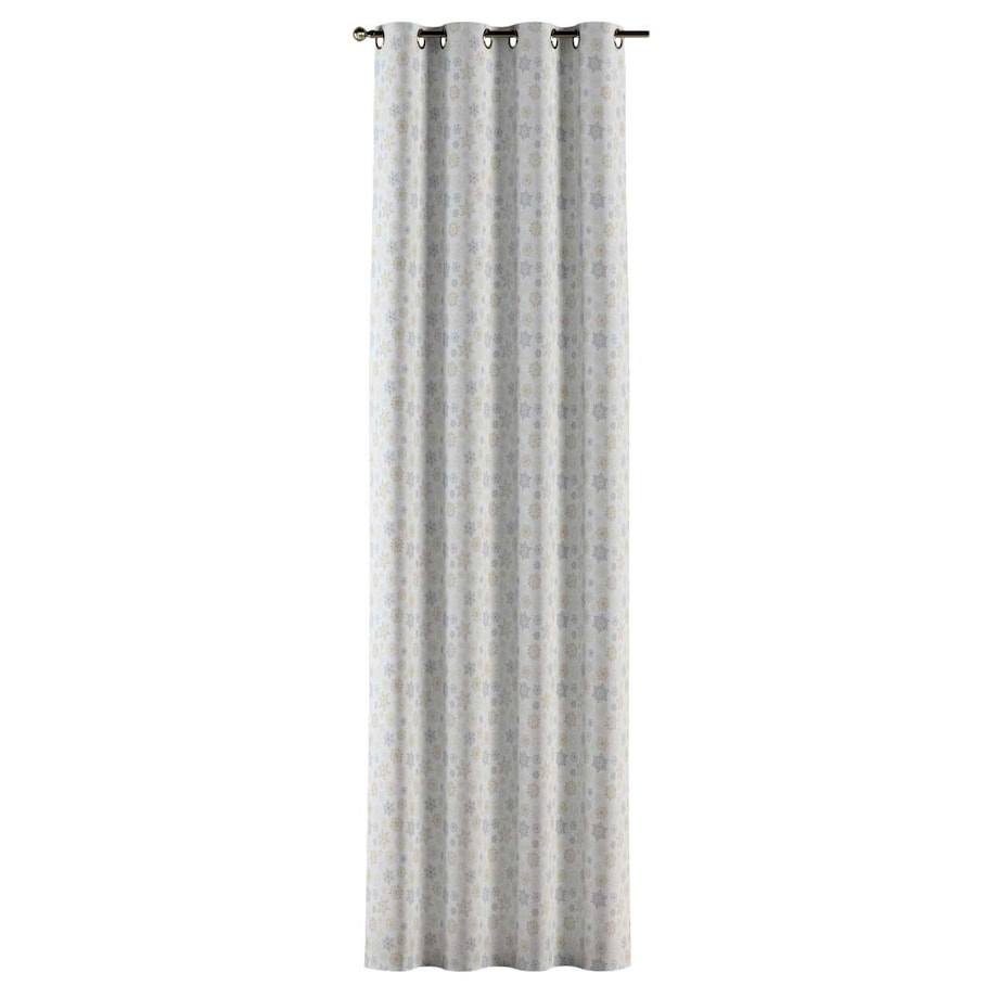 Zasłona na kanale z grzywką 1 szt. 130x245 złote, srebrne gwiazdy na białym tle