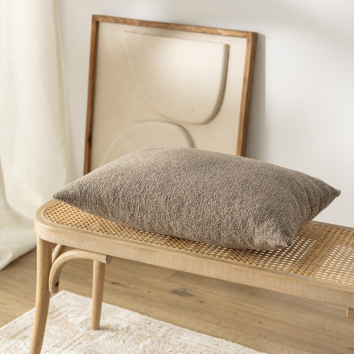 Poszewka Kinga na poduszkę prostokątną 47x28 ciemnobeżowy melanż