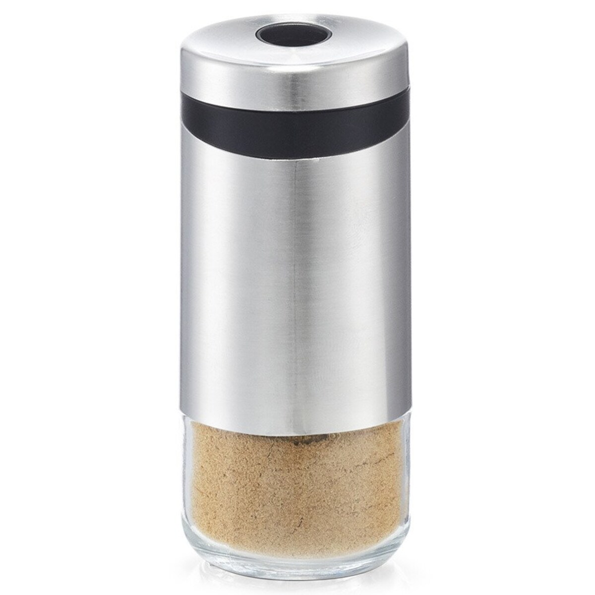 Szklany dozownik na przyprawy, pieprzniczka i solniczka w jednym, pojemnik na żywność sypką.