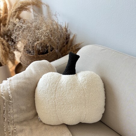 Poduszka jesienna Dynia boucle biała