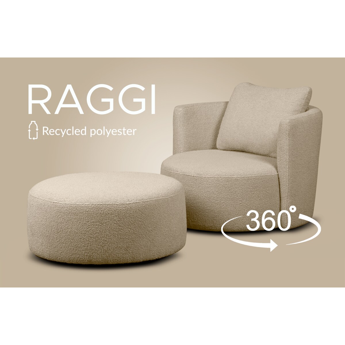 KONSIMO RAGGI Puf baranek baranek beżowy