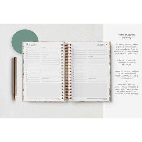 Planner dzienny na spirali 2025 – Hierba Fresca