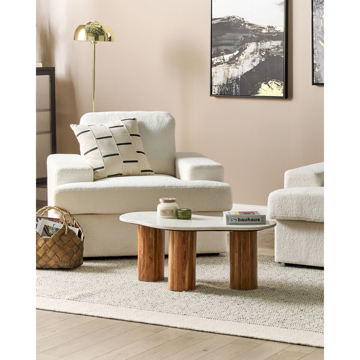 Zestaw 2 foteli boucle biały ALLA