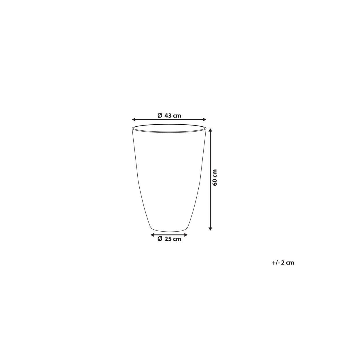 Doniczka okrągła 43 x 43 x 60 cm beżowa CAMIA