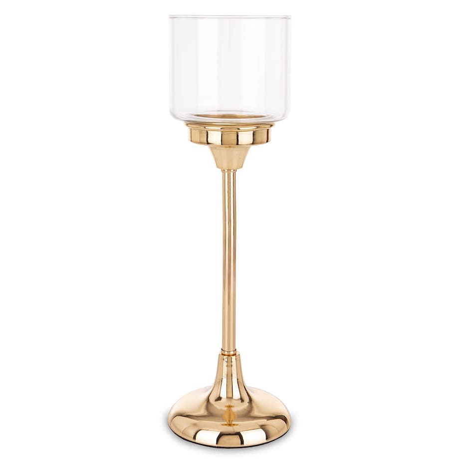 Świecznik złoty z kloszem 34x11 cm LAMBONG - III wysoki