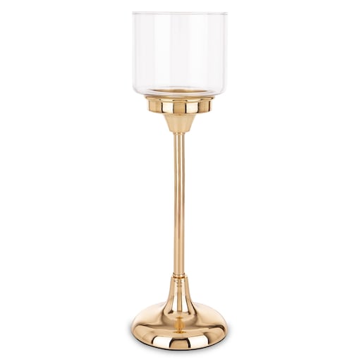 Świecznik złoty z kloszem 34x11 cm LAMBONG - III wysoki