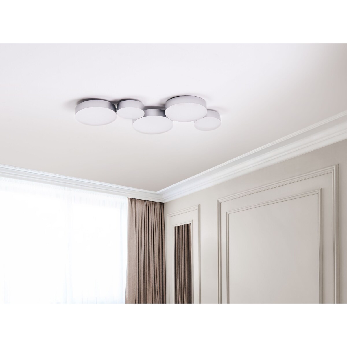 Lampa sufitowa LED 5-punktowa metalowa srebrna LUGA