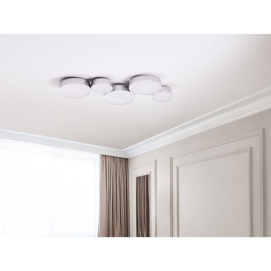 Lampa sufitowa LED 5-punktowa metalowa srebrna LUGA
