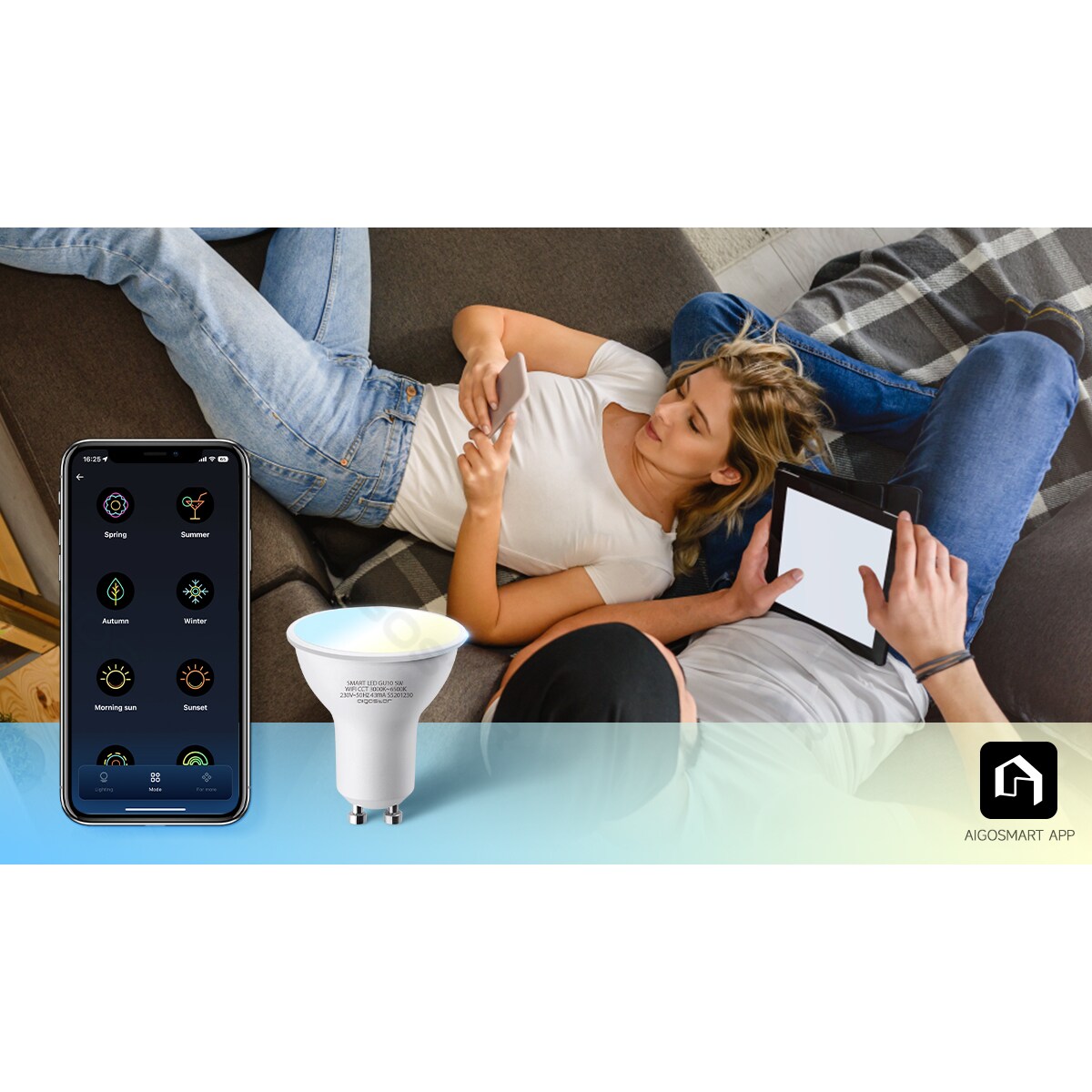 inteligentna żarówka led wb gu10 wi-fi 4,9w