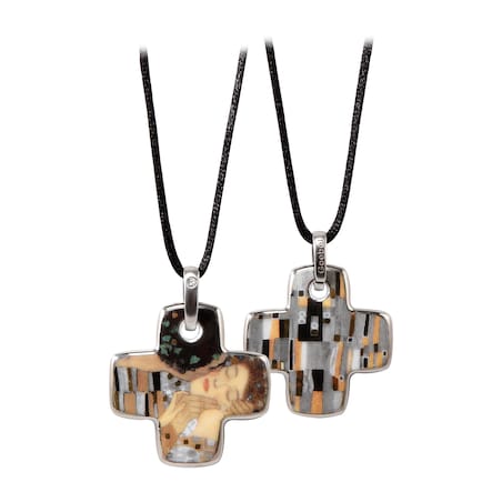 G. Klimt - Pocałunek - Naszyjnik krzyż grecki 4 cm - Goebel