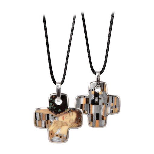 G. Klimt - Pocałunek - Naszyjnik krzyż grecki 4 cm - Goebel