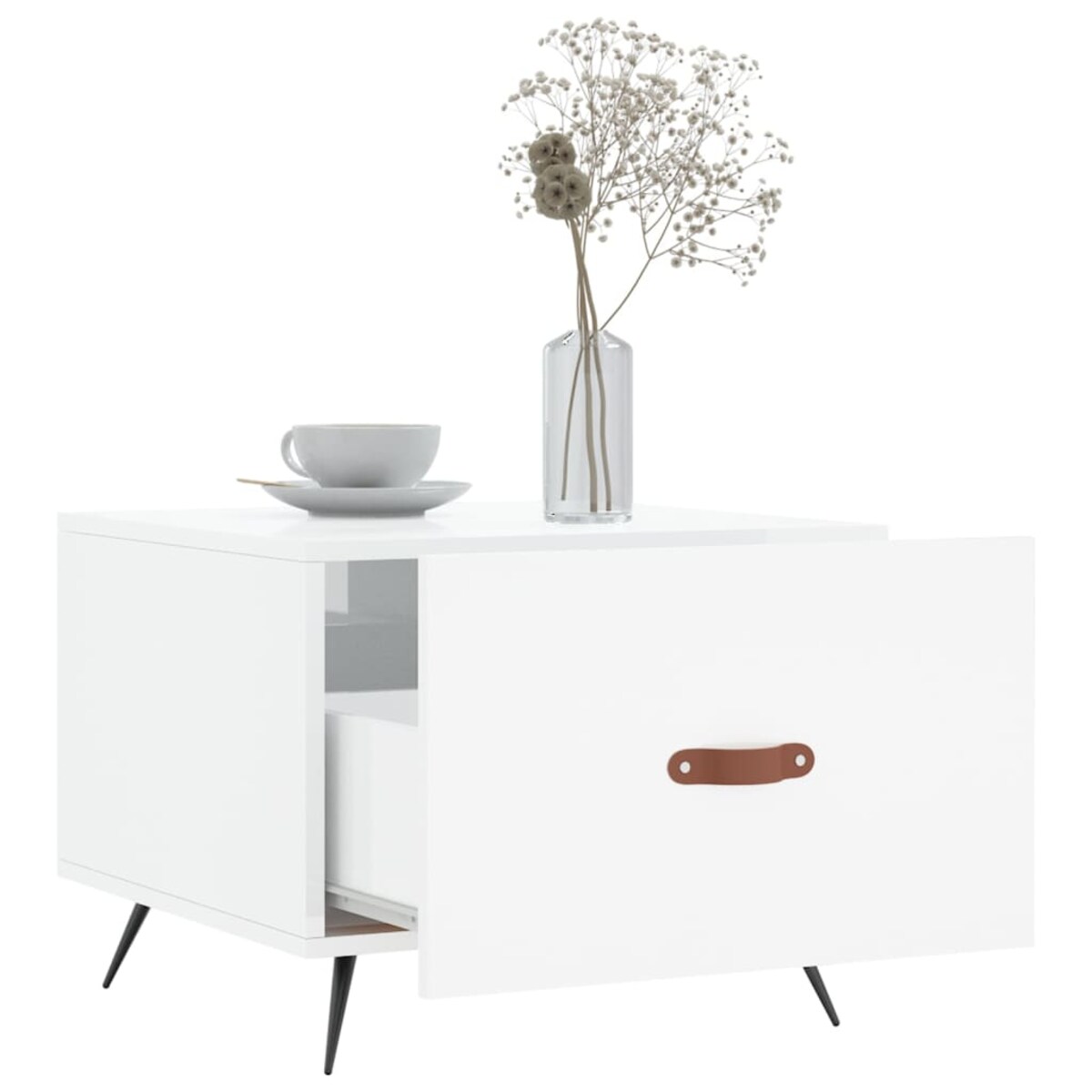 vidaXL Stolik kawowy, biały o wysokim połysku, 50x50x40 cm