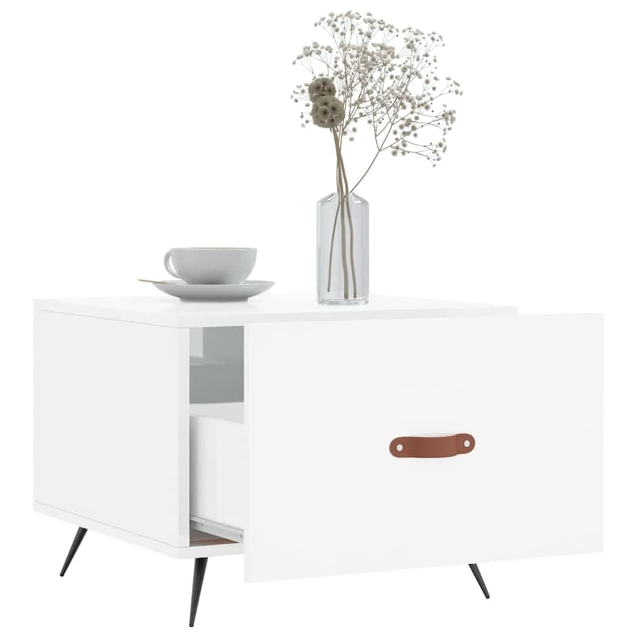 vidaXL Stolik kawowy, biały o wysokim połysku, 50x50x40 cm