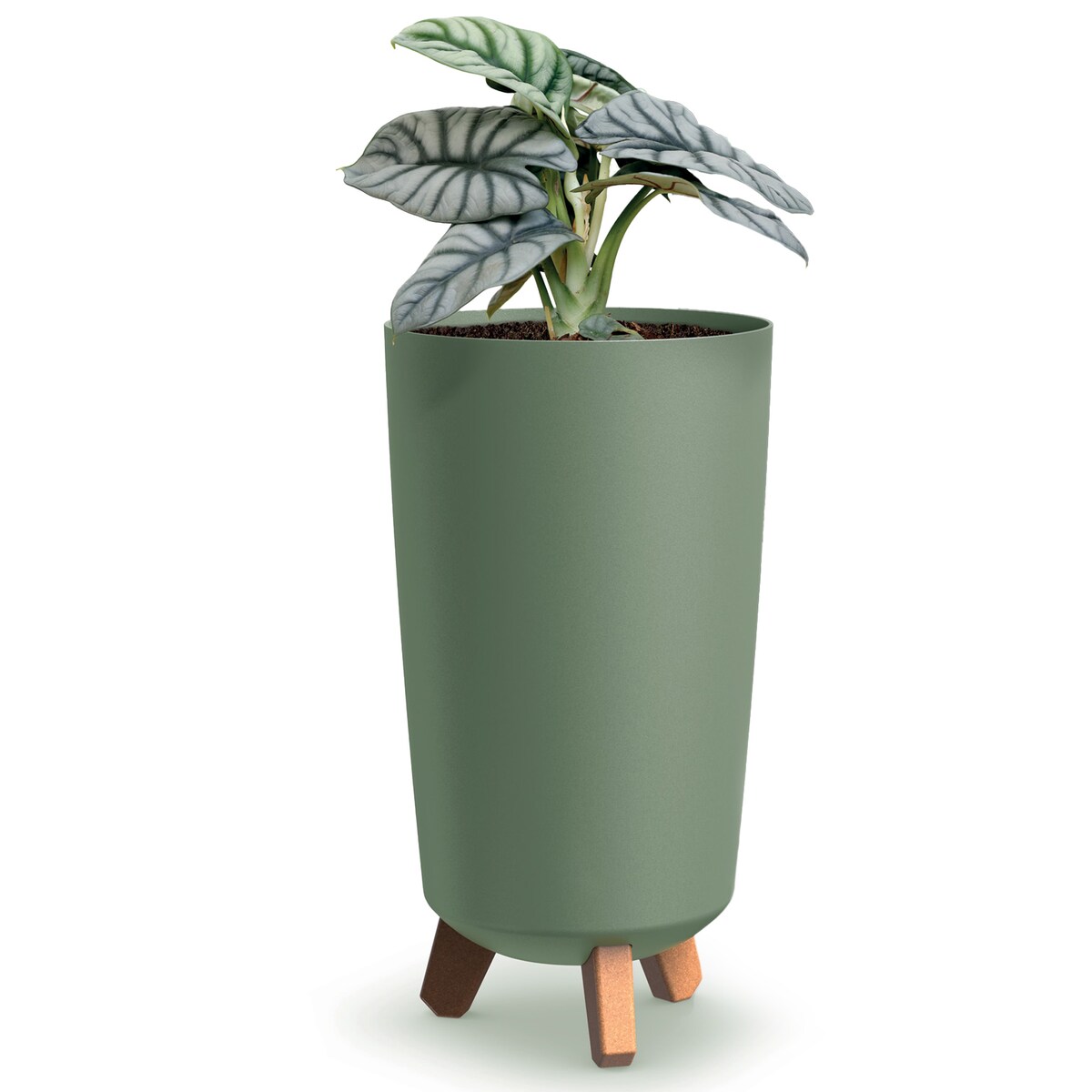 Donica Ogrodowa 23,9 Cm Na Nóżkach Wysoka Doniczka Dekoracyjna Zielona
