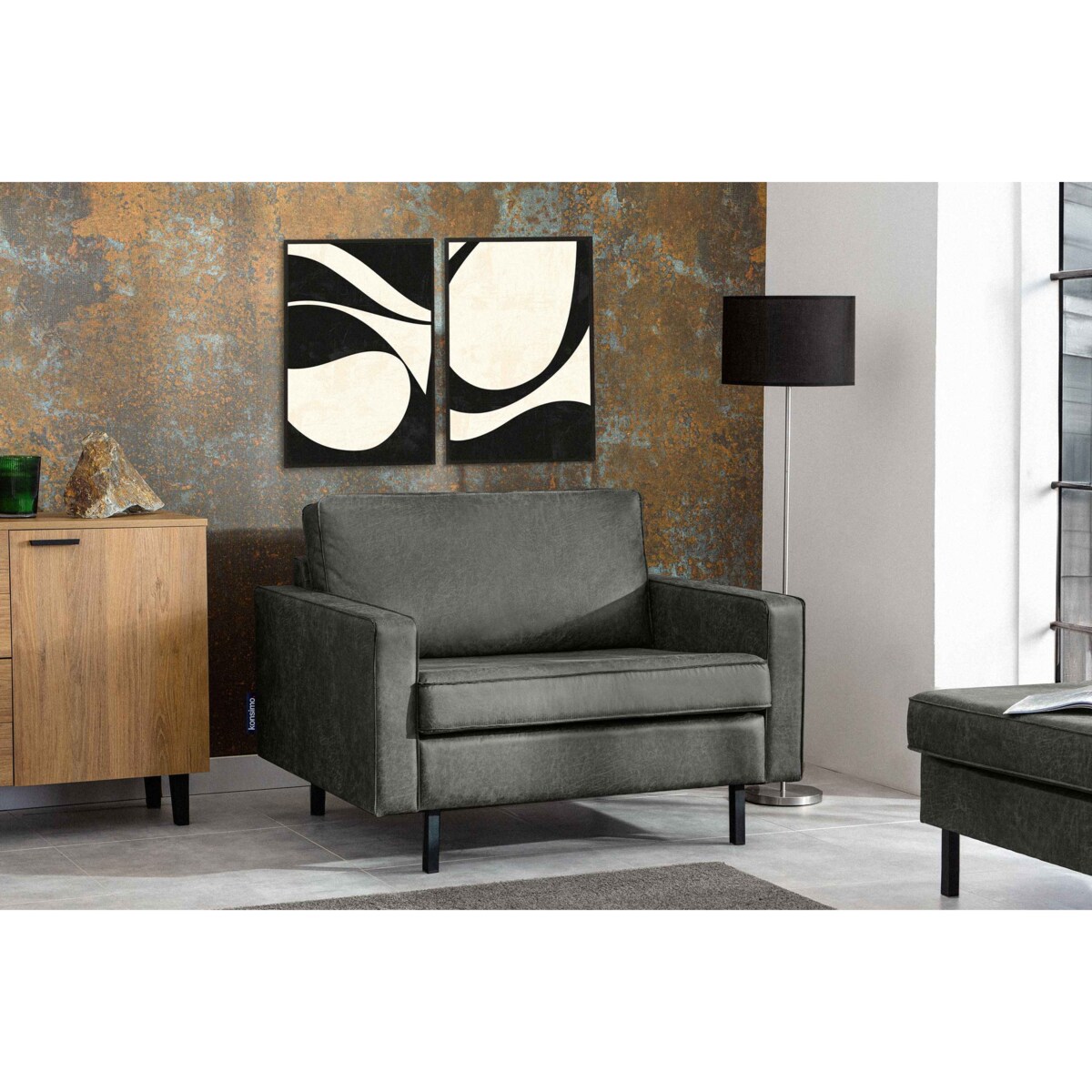 KONSIMO INVIA Wygodne krzesło w stylu loft koloru grafitowego