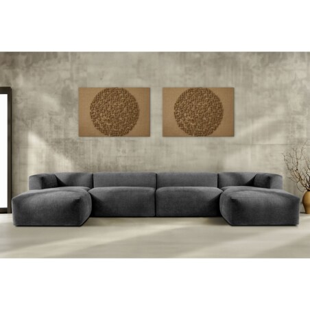 KONSIMO BUFFO 7/8-osobowa panoramiczna sofa narożna z wyjątkowo miękkim siedziskiem, kolor popielaty