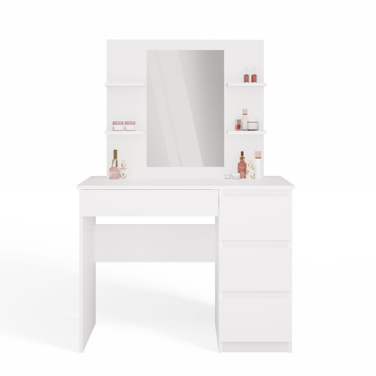 Toaletka MARINA 4P LUSTRO MIJAS PRAWE 4 Szuflady 4 Półki BIAŁA Do Sypialni