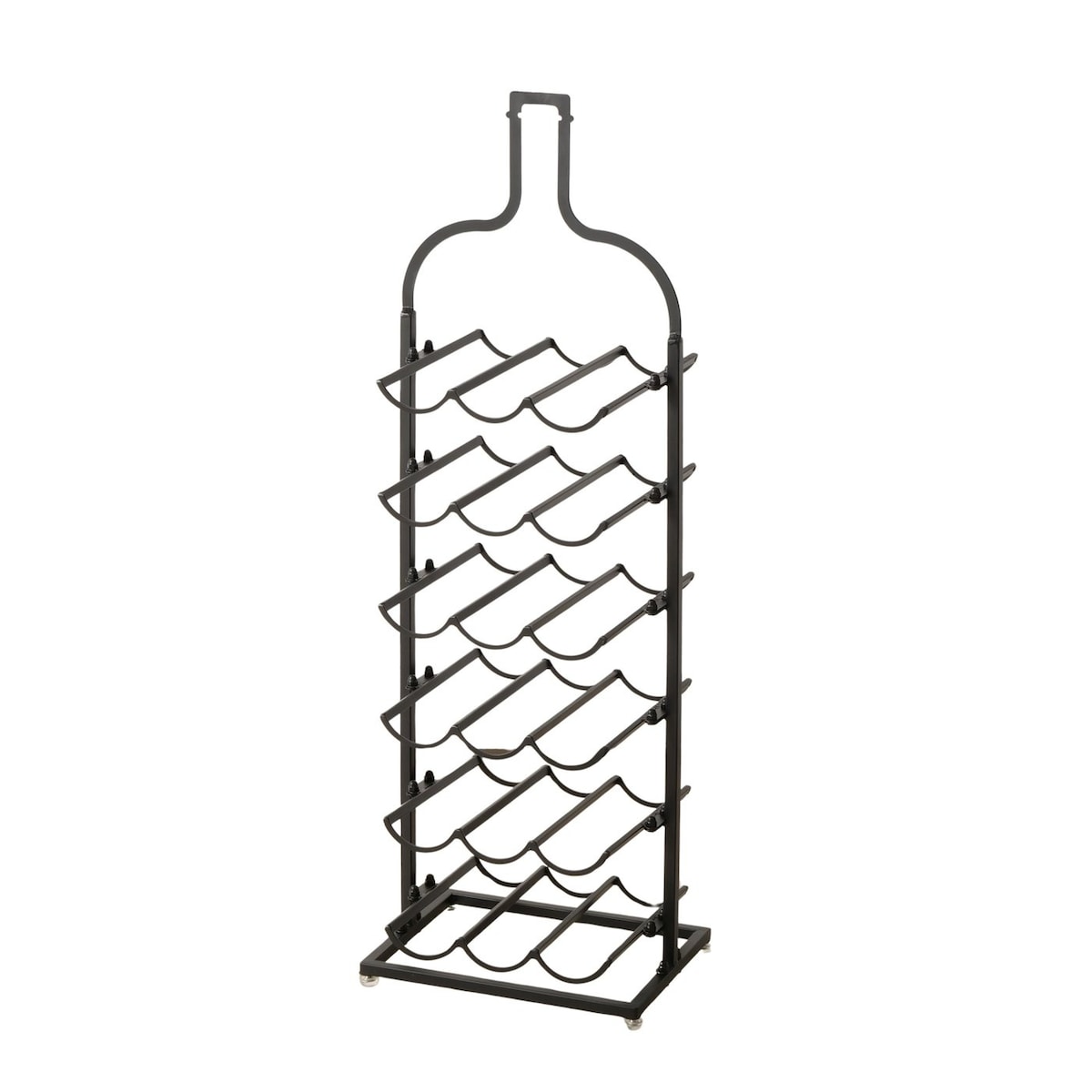 Stojak na wino metalowy w kształcie butelki BOTELLA, wys. 91 cm, kolor czarny