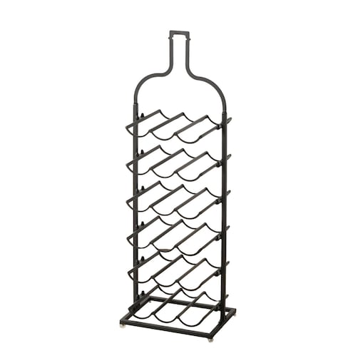 Stojak na wino metalowy w kształcie butelki BOTELLA, wys. 91 cm, kolor czarny