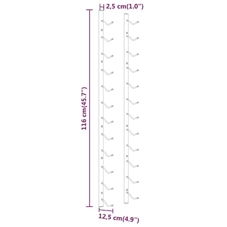 vidaXL Ścienny uchwyt na 12 butelek wina, biały, żelazny