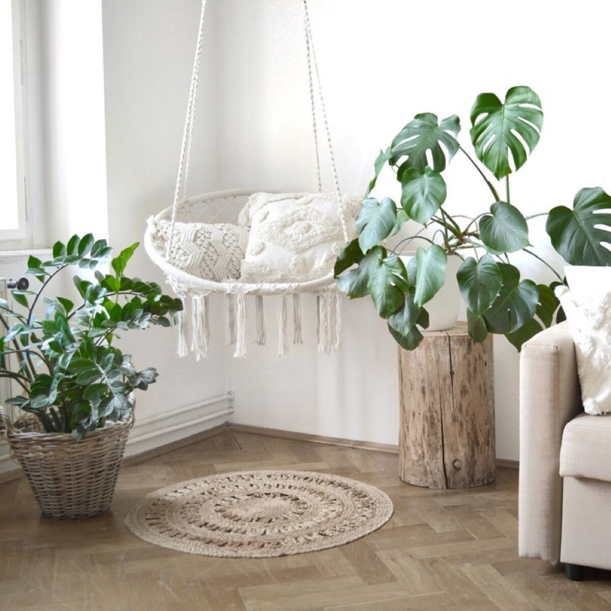 Fotel wiszący ogrodowy Boho, bociane gniazdo XXL