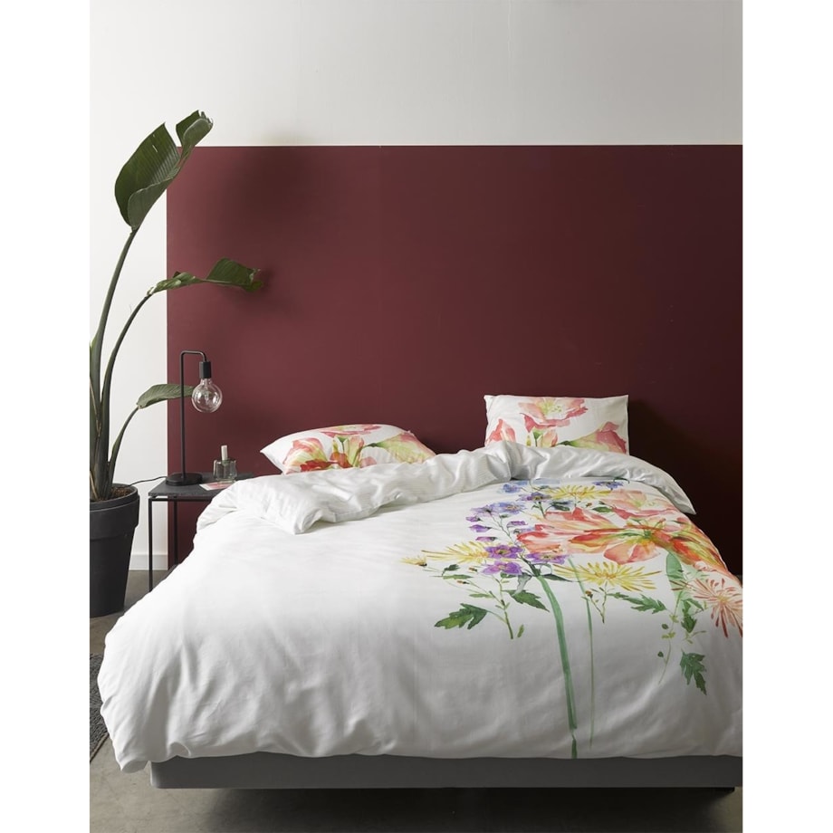 Komplet pościeli bawełnianej dla 2 osób, zestaw satynowych poszewek ozdobnych, 100% bawełna - motyw florystyczny, 200 x 220 cm, Essenza