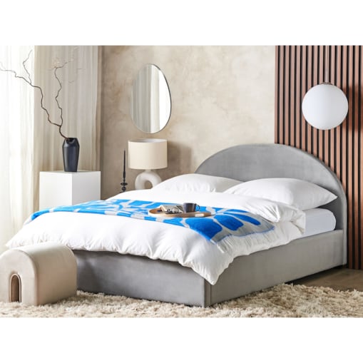 Łóżko z pojemnikiem welurowe 180 x 200 cm szare VAUCLUSE