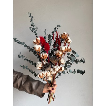 Bukiet suszonych kwiatów Arctic Blush - bawełna, eukaliptus, tymotka