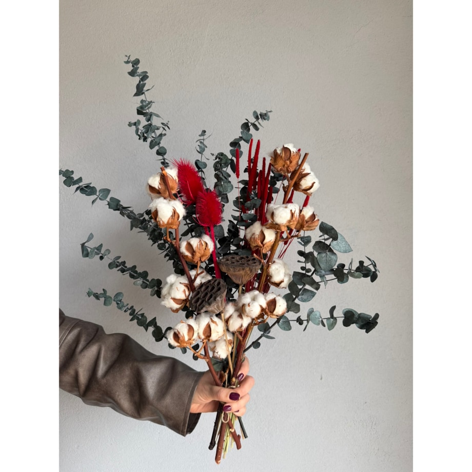 Bukiet suszonych kwiatów Arctic Blush - bawełna, eukaliptus, tymotka