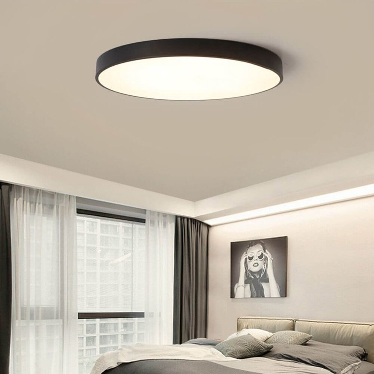 Plafoniera LAMPA sufitowa MODERN MD1001-30-HW Abigali metalowa OPRAWA plafon LED 20W 3000K okrągły czarny