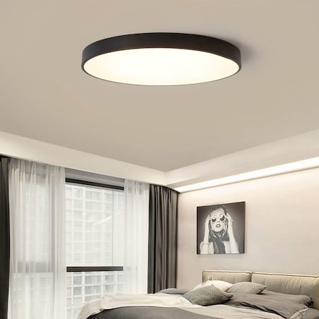 Plafoniera LAMPA sufitowa MODERN MD1001-30-HW Abigali metalowa OPRAWA plafon LED 20W 3000K okrągły czarny