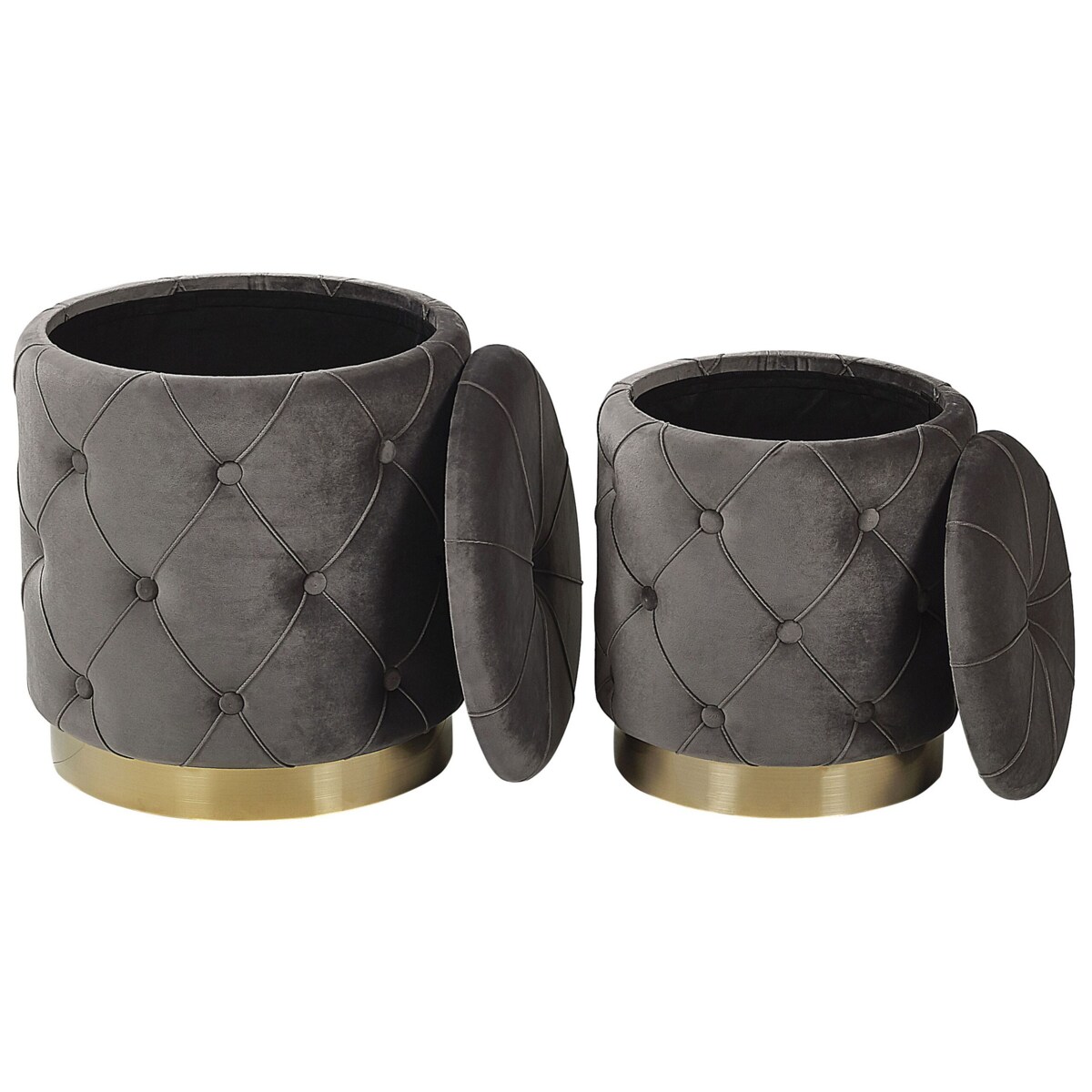 Zestaw 2 pufów ze schowkiem szary PUEBLO