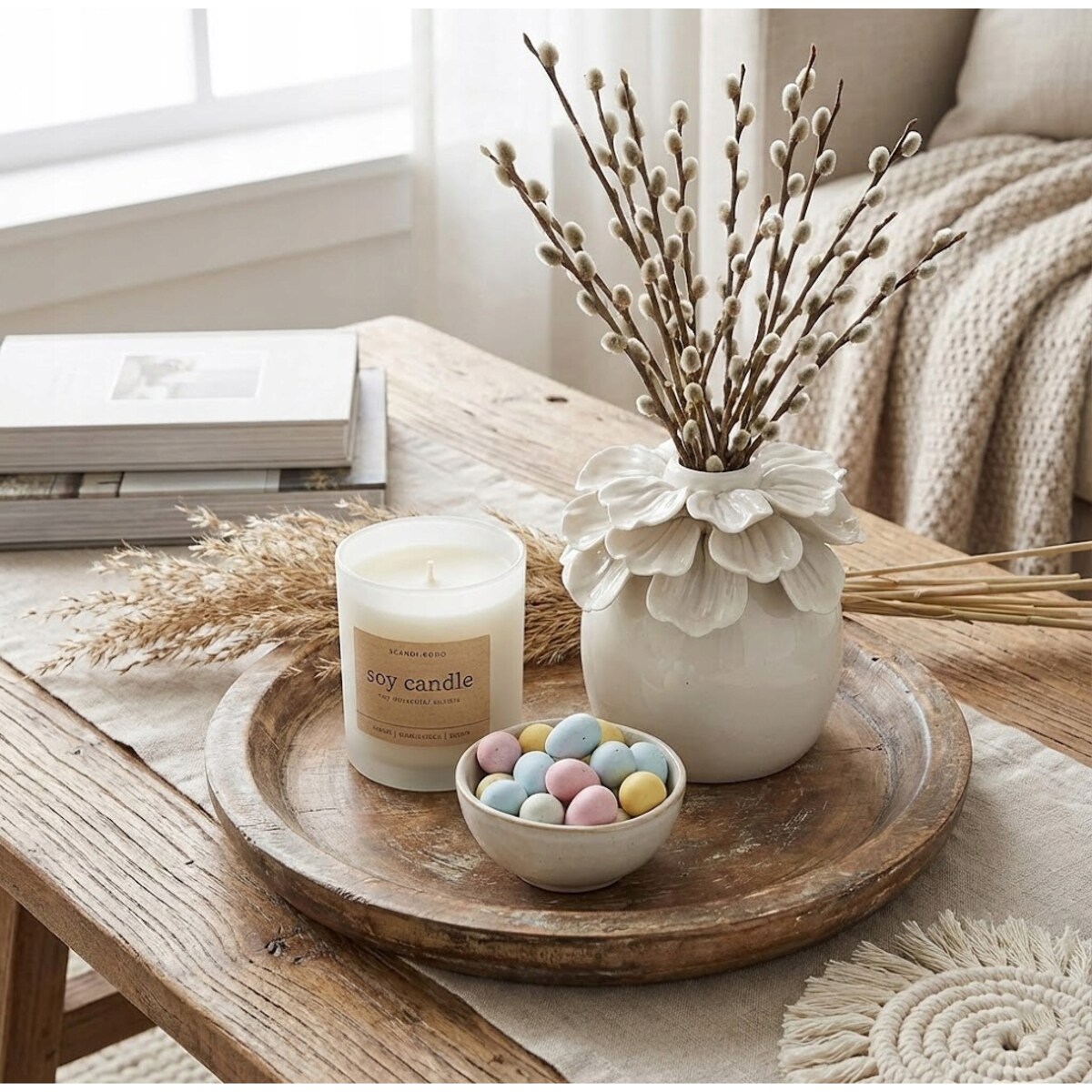 MAŁY WAZONIK MINI WAZON BIAŁY CERAMICZNY NA GAŁĄZKĘ KWIATY SKANDYNAWSKI