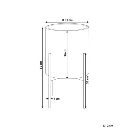 Doniczka na stojaku metalowa 31 x 31 x 52 cm szara ALATUM