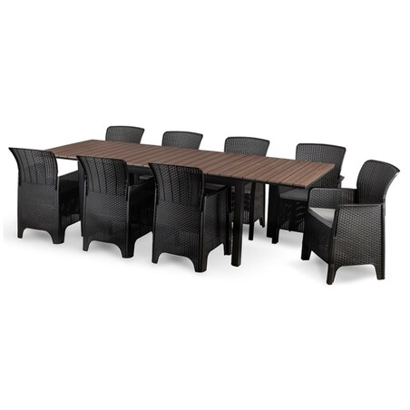 Zestaw Mebli Ogrodowych Na Taras Ogród Technorattan Czarny Orzech