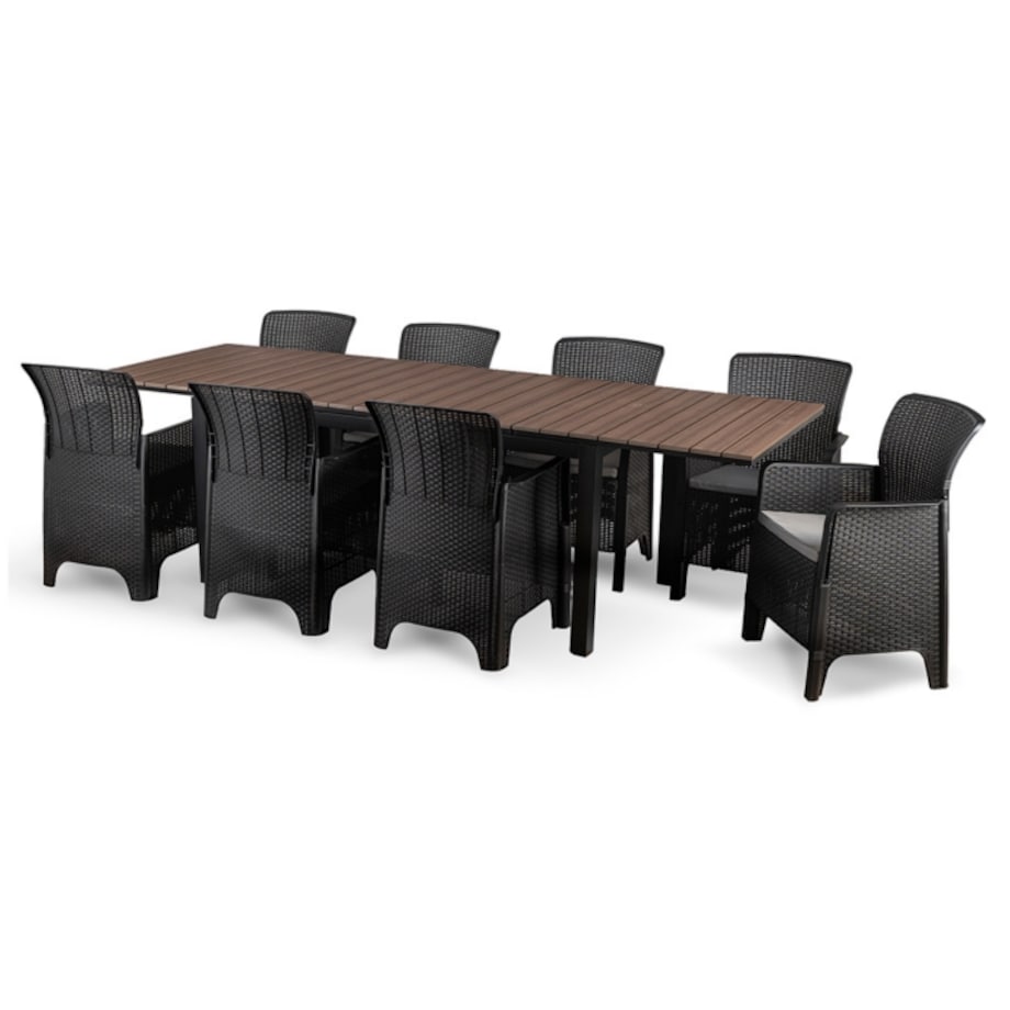 Zestaw Mebli Ogrodowych Na Taras Ogród Technorattan Czarny Orzech